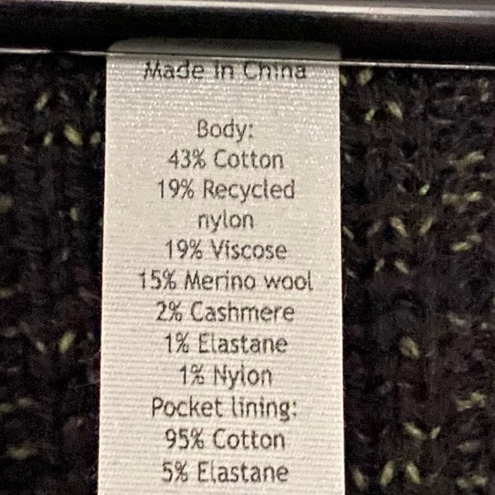 SOLD!!!  Lululemon Cotton Cashmere Wool Blend Cardigan Green & Black Size 10 - Picture 8 of 11